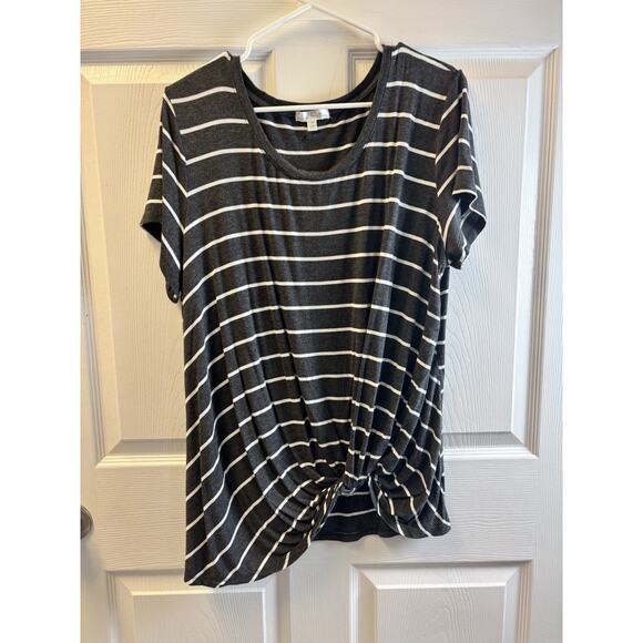 Nine Britton Women's Gray with White Stripes Top Size XXL - Picture 1 of 6